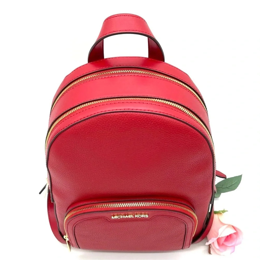 Michael Kors Medium Jaycee Backpack Red - Picture 3 of 12